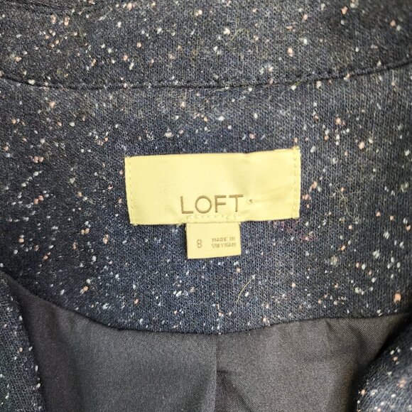 Loft Blazer Jacket 8 Speckled Navy Blue Academia Office Lined Preppy Old Money - Picture 5 of 10